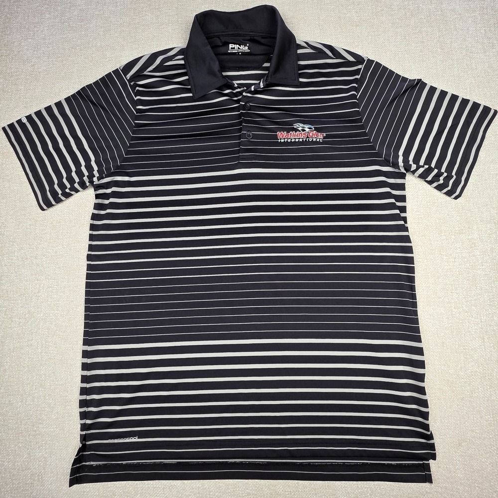Ping Watkins Glen International Mens L Polo Shirt Striped Golf Performance Shirt